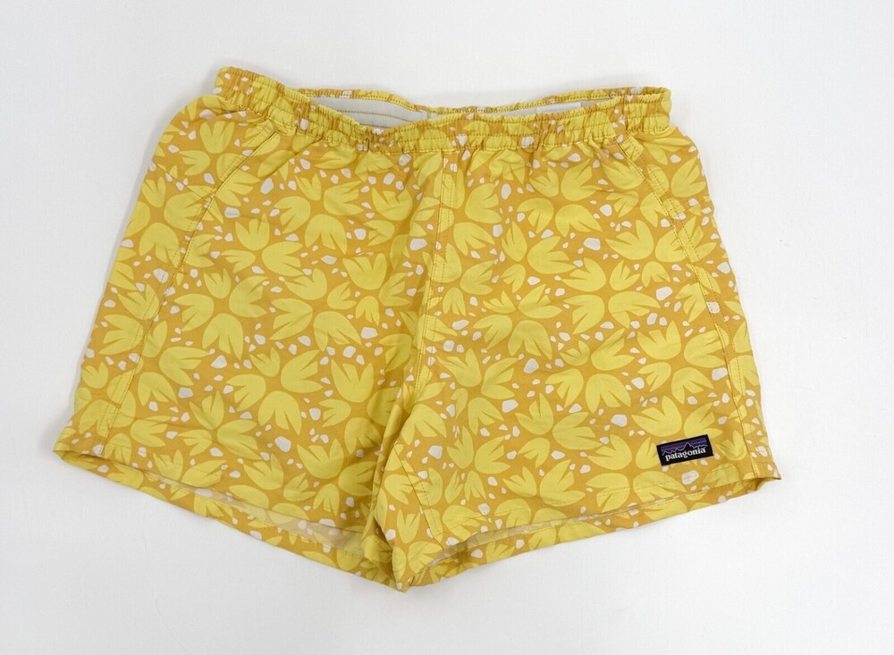 Patagonia Shorts Womens Small Yellow Floral Print Elastic Waist Drawstring
